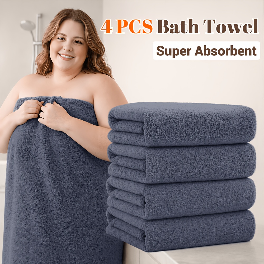 TEMU 4-pack Oversized Bath Towels 85 X 165 Cm, Xxl Extra Large Microfiber Towels, Ultra Dry And Absorbent, Lightweight Plush Towels, Durable Large