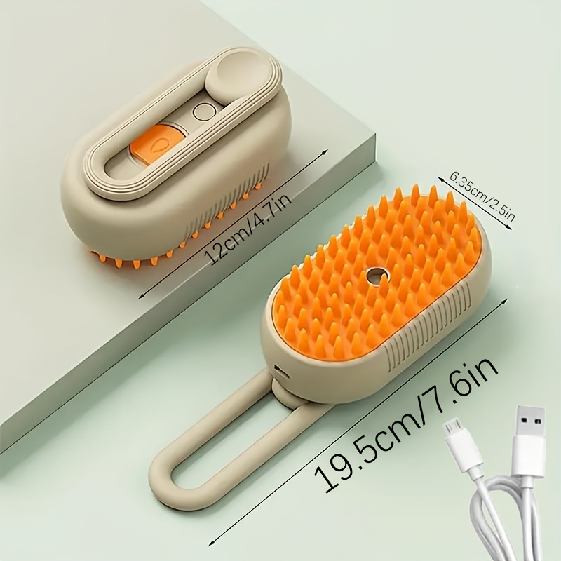 TEMU 2025 Upgraded Cat Brush Steam Brush For Cats, Pet Steam Brush For Dogs, Self-cleaning Deshedding Comb With Spray Function, Detangles & Fur, Usb Charging Anti-static