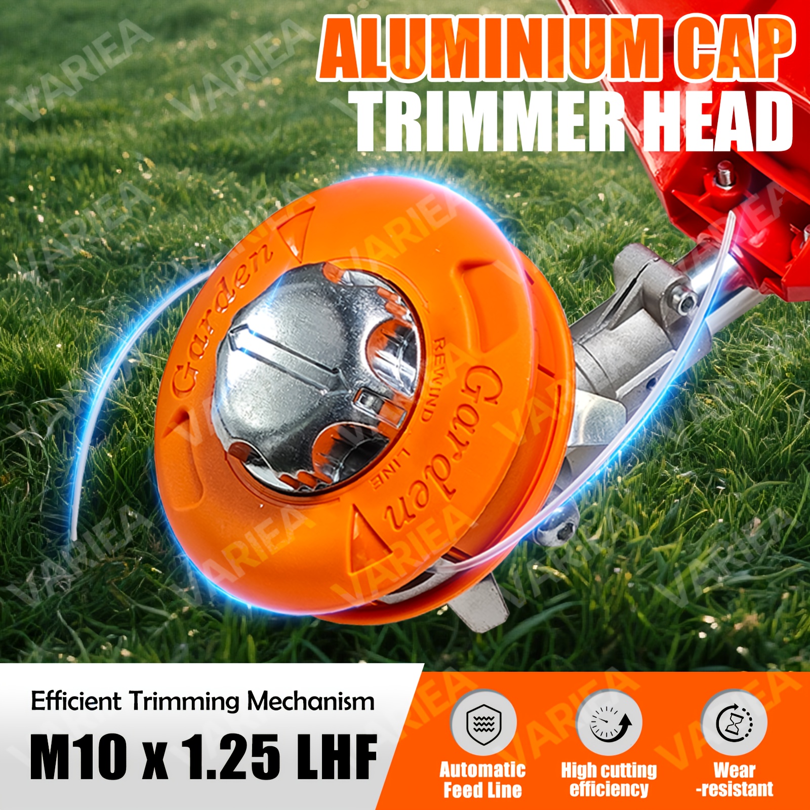 E-shop VARIEA-Hochwertiger Rasenmäherkopf, M10*1.25LHF Gewinde, Kompatibel mit den meisten Rasenmähern, Aluminiumkopf, Einfaches Schneiden von