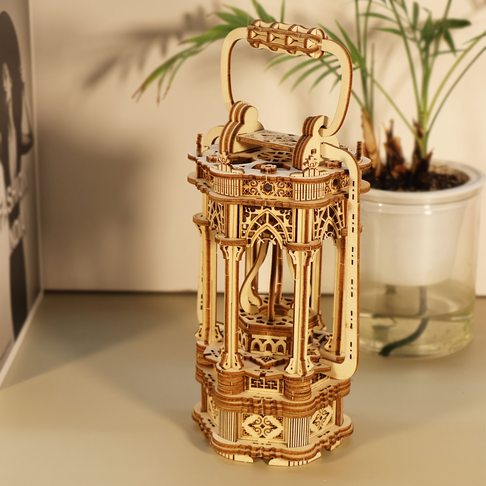 TEMU Modèle artisanal de lanterne de parc musical 3D, cadeau souvenir pour les fêtes d'année et les occasions spéciales ( pile)