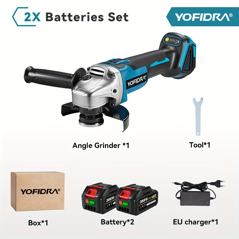 2000W Borstelloze Elektrische Haakse Slijper, 125mm Metalen Hout Slijpen en Polijsten Elektrisch Gereedschap Set