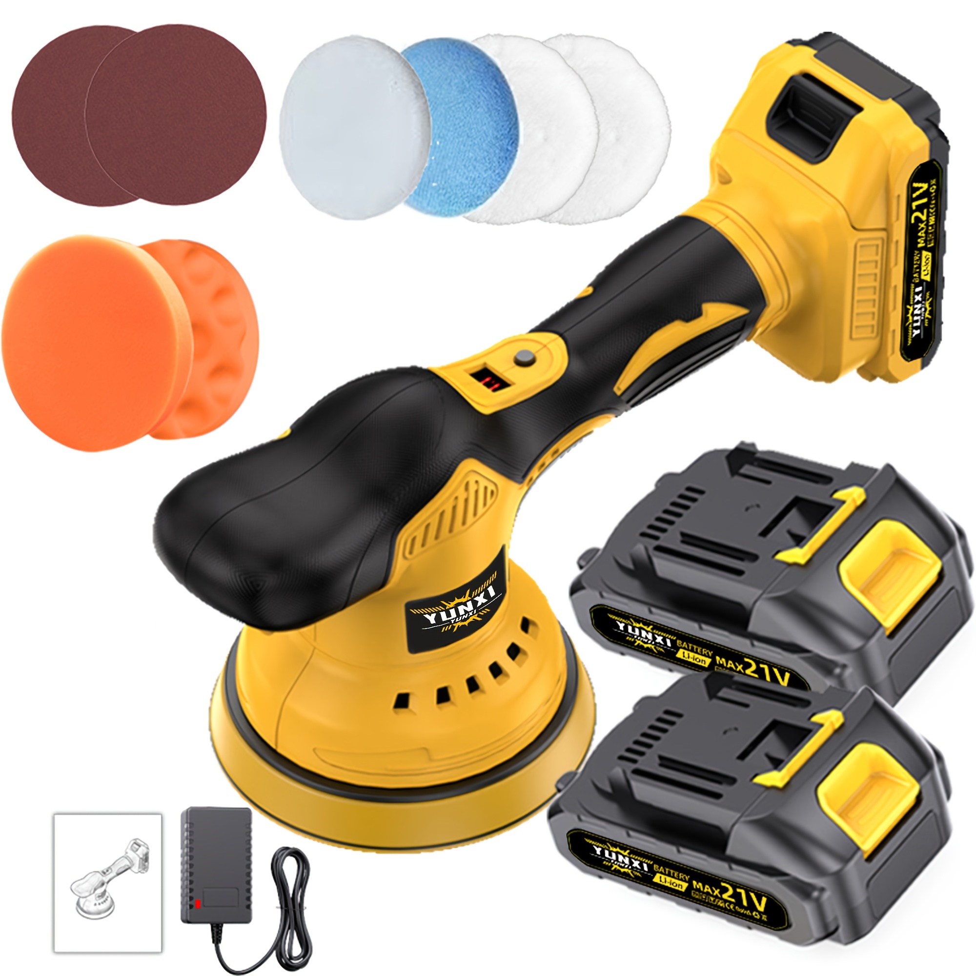 TEMU Kabellose elektrische Auto-Poliermaschine, Auto-Polier-Set, ausgestattet mit Akku und Schnellladegerät für Auto-Detailing/Kratzerentfernung,