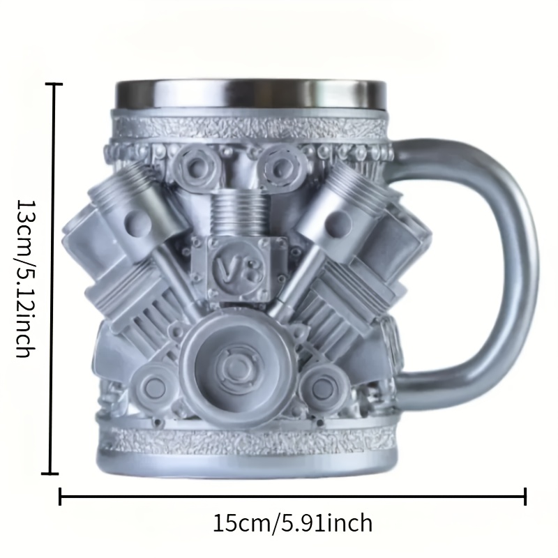 handmade stainless steel   cup 15oz durable car enthusiast accessory washable internal engine design mug for hot cold drinks gift for mechanics   lovers no   1