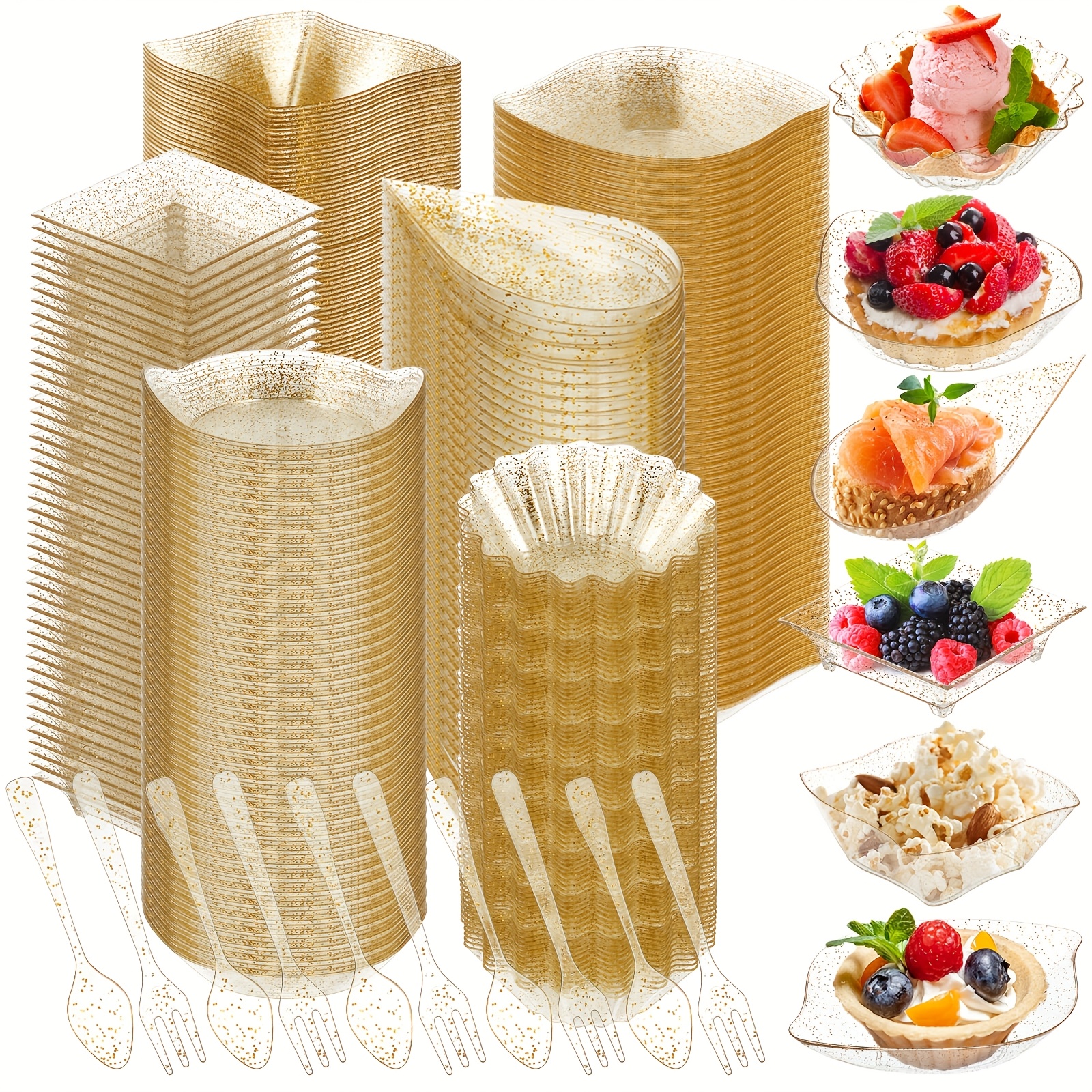 1200pcs mini appetizer plates set including 600pcs 6 shapes - Temu