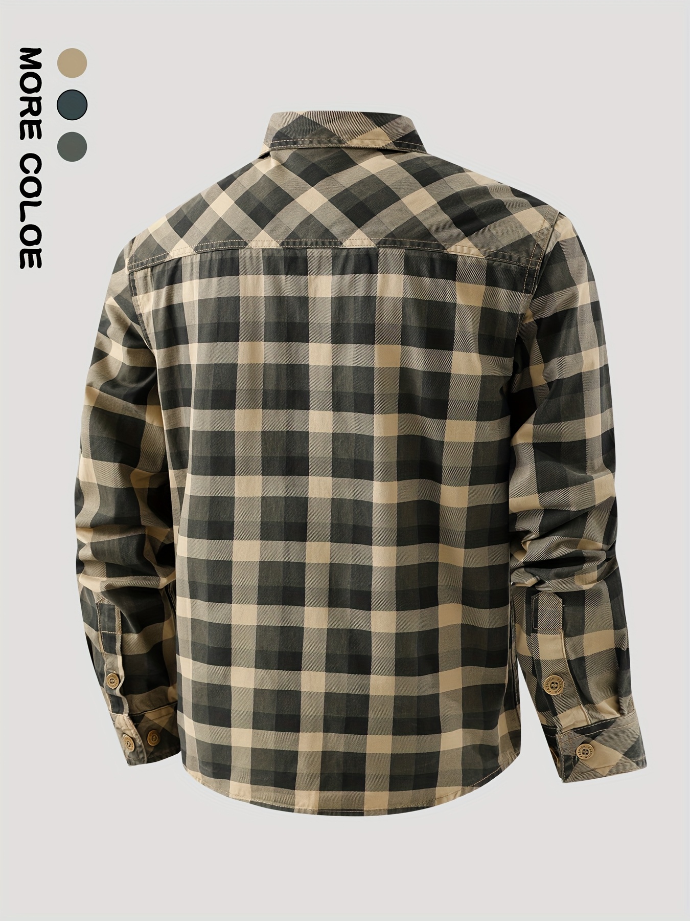 Chemise à Carreaux Homme Manches Longues — Style Workwear Nouvelle chemise à carreaux à manches longues pour homme, printemps/automne, pour tenue décontractée quotidienne, chemise de travail avec grandes poches