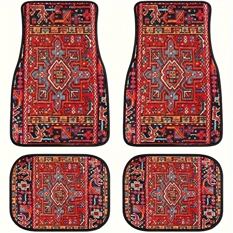 

4-piece Set Vintage Ethnic Car Floor Mats - Durable, Non-slip, Easy Clean Polyester - Fit For All Seasons