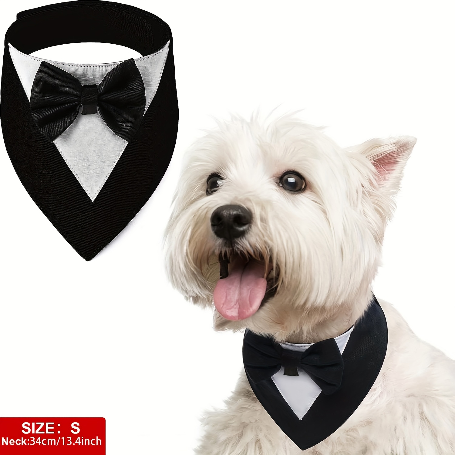 Hochzeit Hunde Smokinghalsband Mit Fliege Größe L Schwarz - Verstellbares Bandana Für Mittelgroße Bis Große Hunde