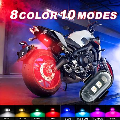 set of 6 8 wireless led lights for vehicles with remote control features 8 colors rechargeable via usb ideal for car trucks motorcycles planes and bicycles