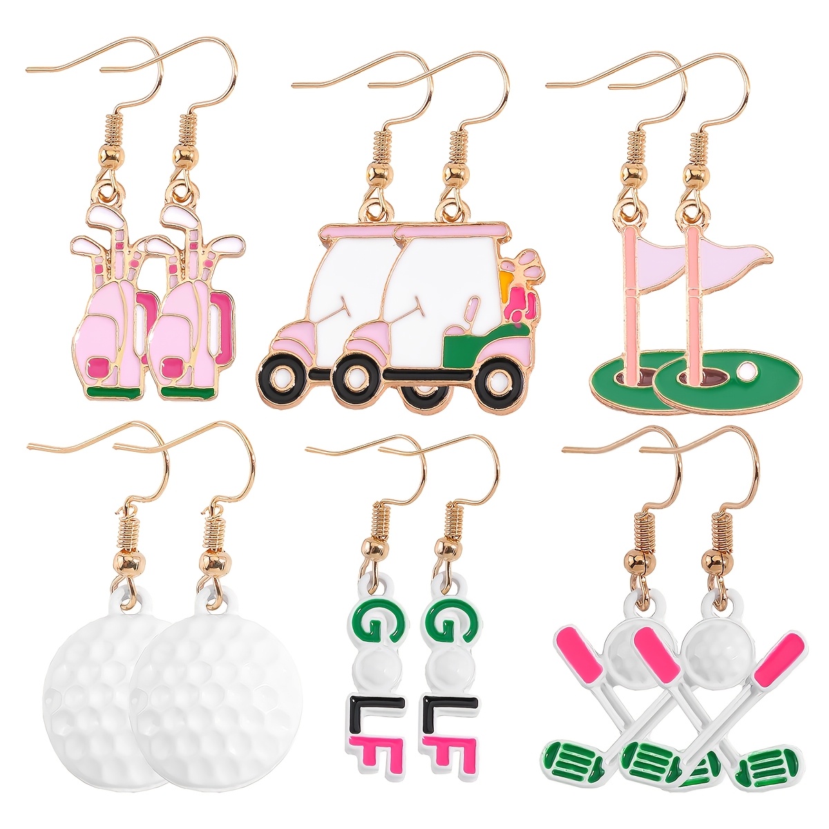 TEMU 6 Paires de Boucles d'Oreilles pour Femmes Bijoux Derby Baseball Softball Soccer Golf Professeur Jeu Sportif Boucles d'Oreilles Cadeaux de Dents
