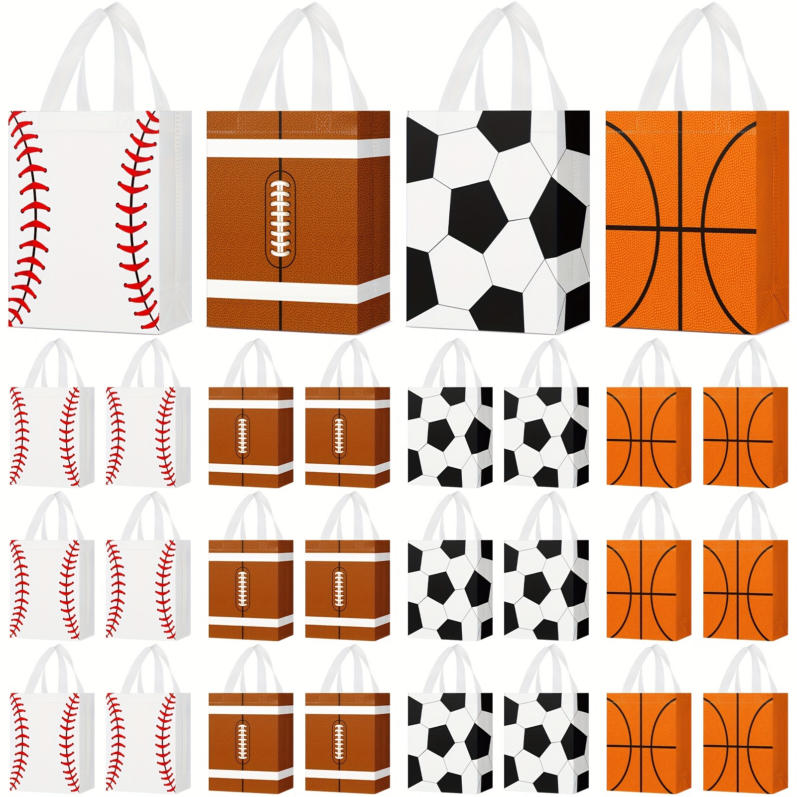 KERINGO 24-Pack Soccer Gift Bags With Handles - Reusable Goodie Bags For Birthday Parties, Sports Themes