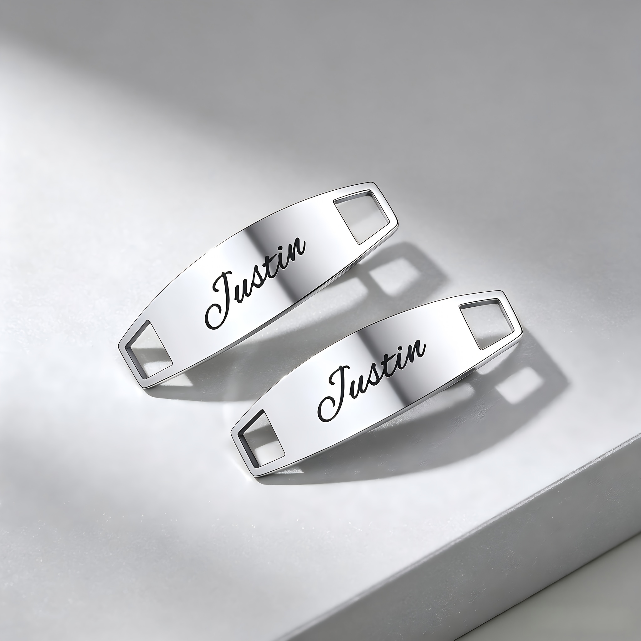 TEMU Personalized Custom 1 Pair Of Stainless Steel Shoe Buckles With Custom Names - Detachable Shoelace Accessories Suitable For Sneakers, Skate