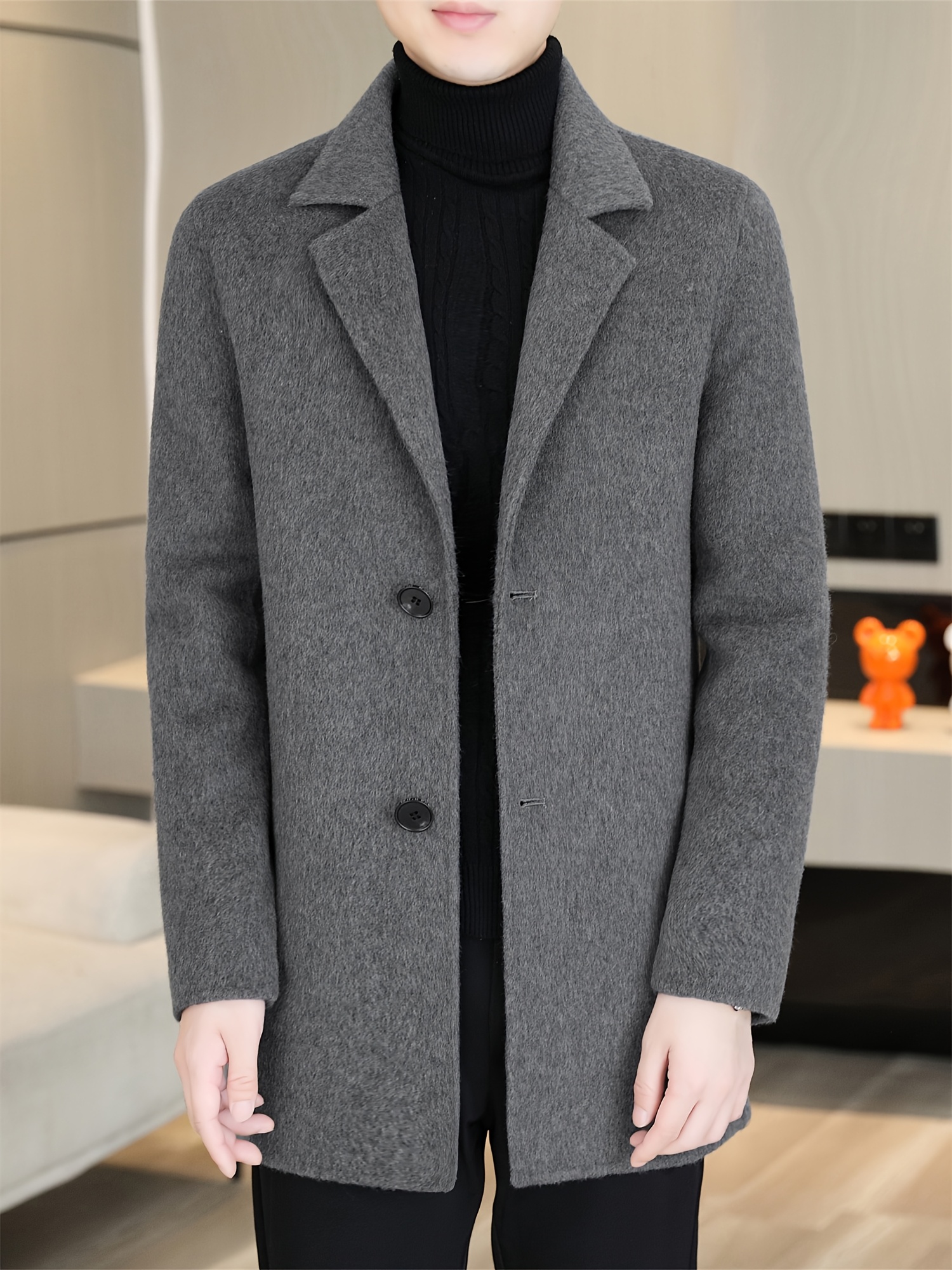 stilvoller grauer tweed mantel herren doppelreihig einreihig