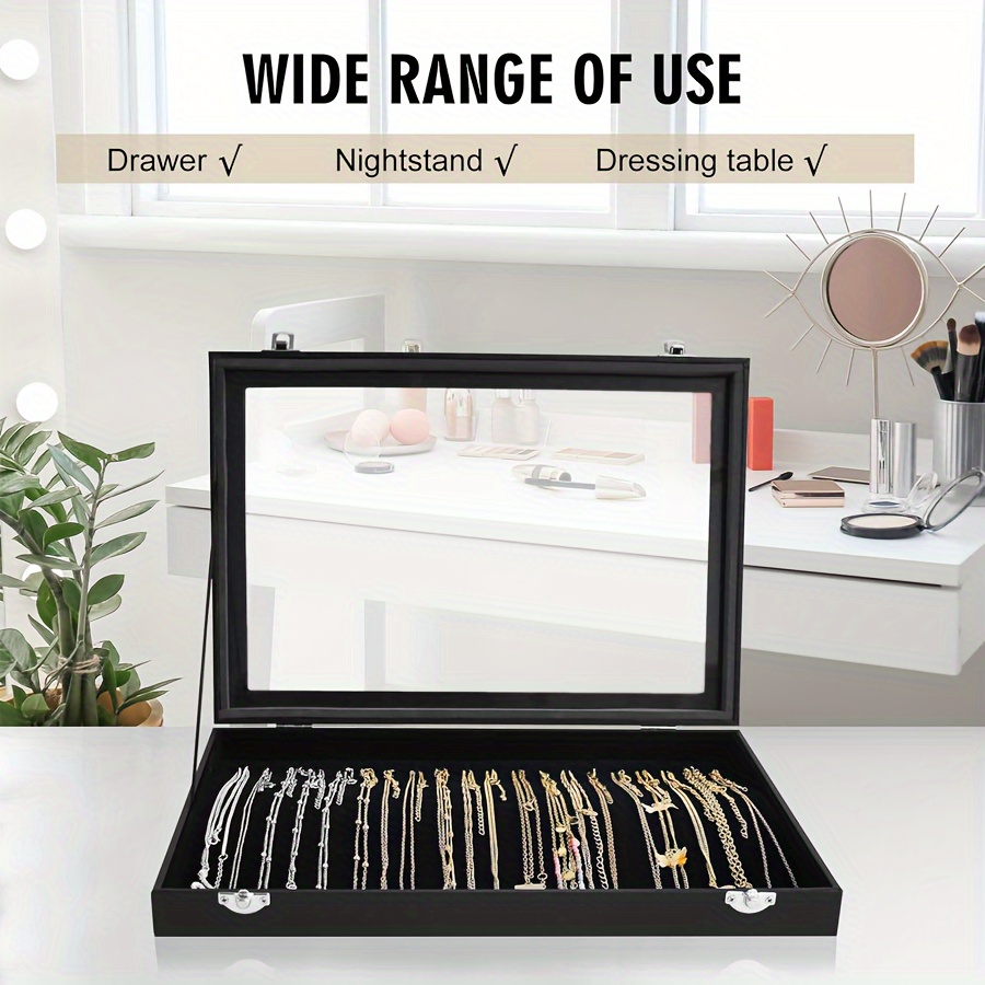 

Elegant Necklace Organizer Box With Clear Viewing Lid - , 20 Hooks For Pendants & Necklaces | Use For Dresser, Nightstand, Or Display Table, Necklace Display Stand, Jewelry Boxes