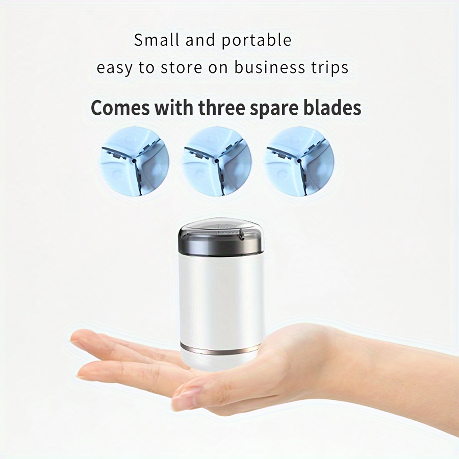   portable mini shaver for men usb rechargeable compact beard trimmer with 60 min   titanium alloy blades water washable heads ideal for travel car use   3 extra blades mini portable shaver Product details 0