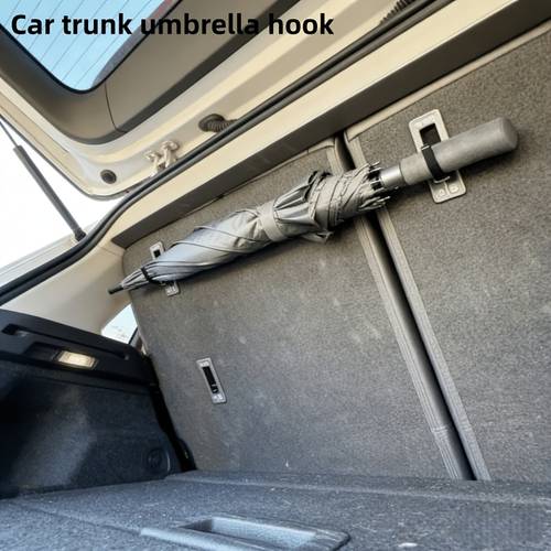 2 pack universal car for umbrella hook trunk and seat back headrest hanger no drilling space saving organizer for umbrella grocery bags handbags auto interior additions
