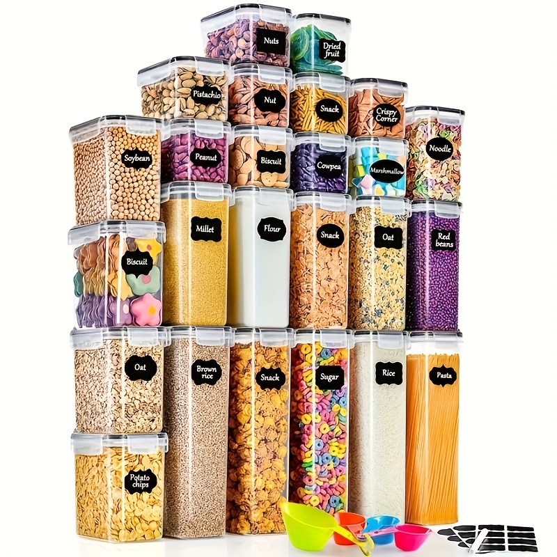 

Vorratsdosen 25 Set Aufbewahrungsbox Küche Organizer, Luftdicht Vorratsbehälter Plastik Mit Deckel Für Müsli Mehl Kaffeebohnen Cornflakes Spaghetti Aufbewahrung 2.8l 2l 1.4l 0.8l