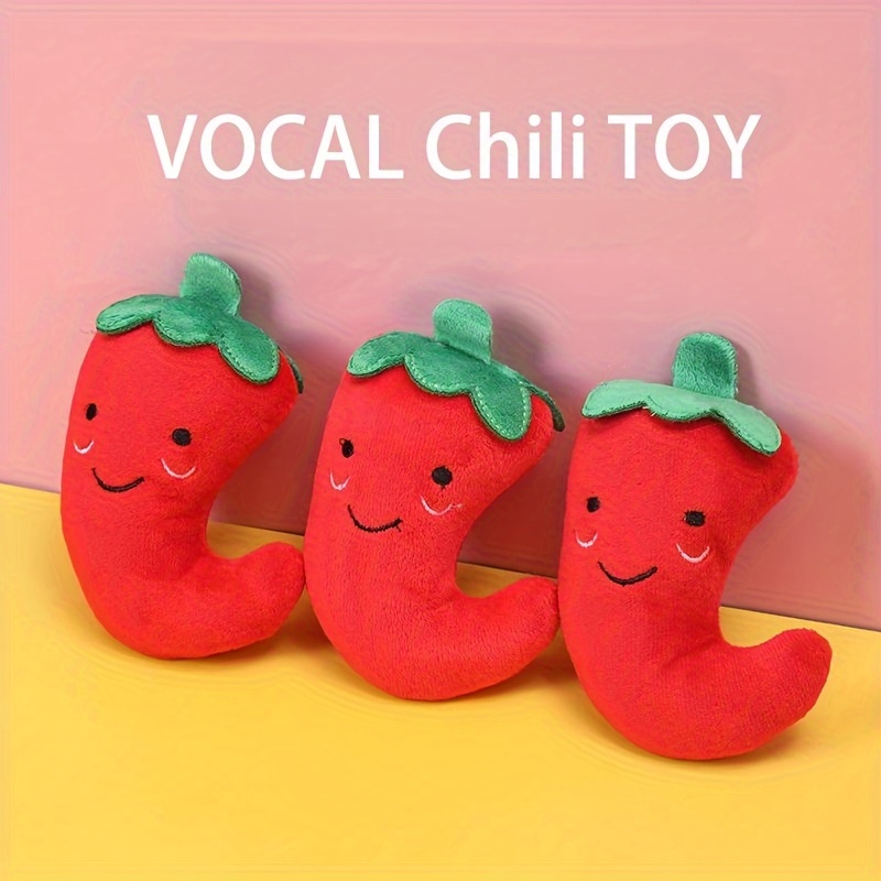 

A Chili-shaped Pet Chew Toy With Squeaking Plush Toys, Dog Interactive Toys To Bite