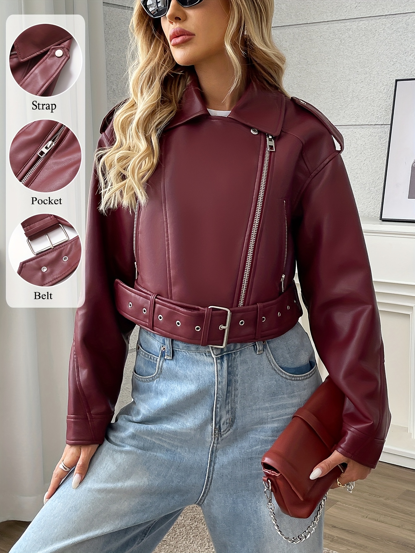 Womens Solid Color Simple Everyday Zip Short Jacket Women'S