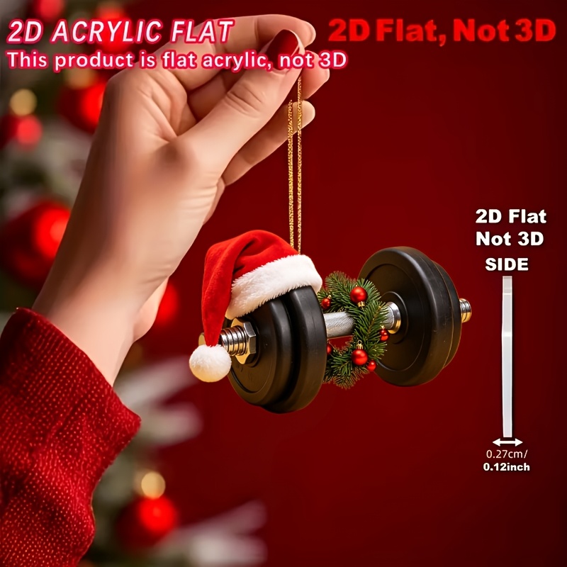 TEMU (2d Flat) 1pc Exquisite And Aesthetic Atmosphere Christmas Hat Pine Branch Bell Dumbbell Decorative Pendant, Used As A Car, Bag, Wallet Pendant,