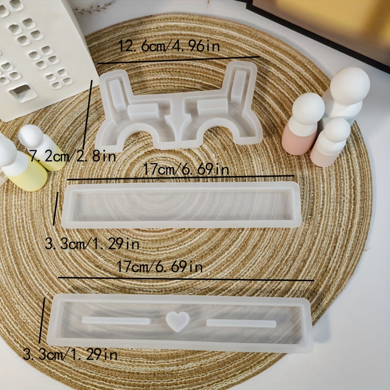 Image of 3pcs Resin Mold Striped Love Bench Resin Gypsum Handicraft Gift For Desktop Decoration Mold