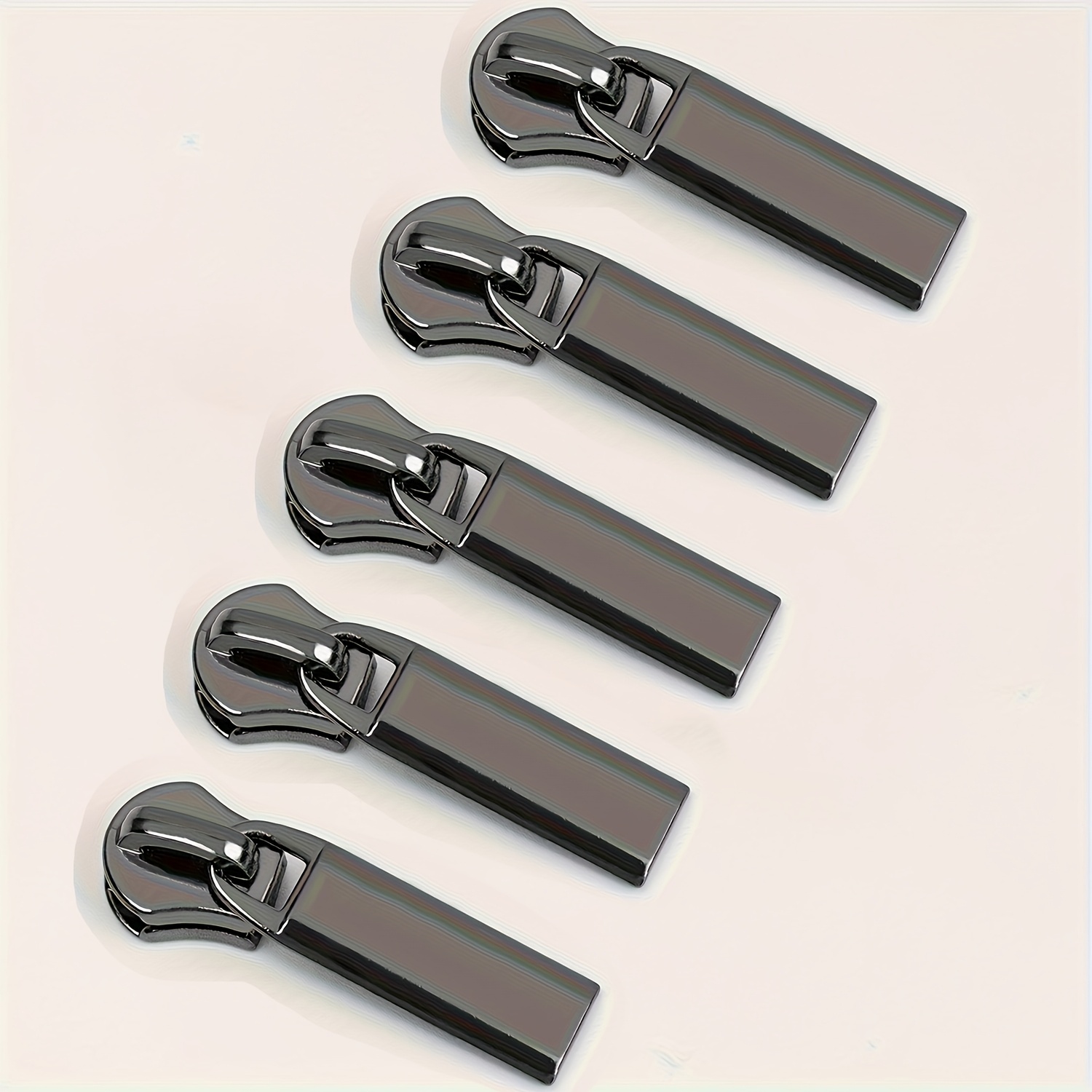 5pcs 5# Metal Bag Zipper Puller Smooth Long Plate Rice Cake Sheet Leather Luggage Zipper Head