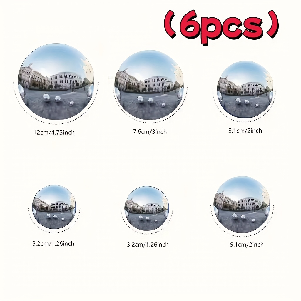 Image of 6/7pcs Garden Gazing Ball Set, Stainless Steel Polished Mirror Reflective Hollow Balls For Gardens, Vegetable Patches, Courtyards, , Home, And Outdoor Decor