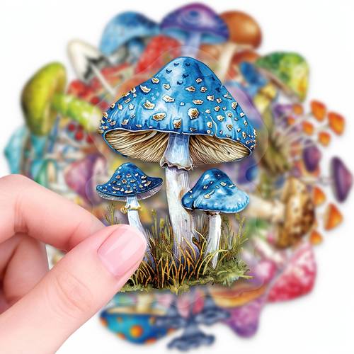 50pcs transparent pet vintage mushroom stickers botanical themed decorative decals decorating laptops tumblers phones journals scrapbooks bumpers skateboards motorcycles luggage and more
