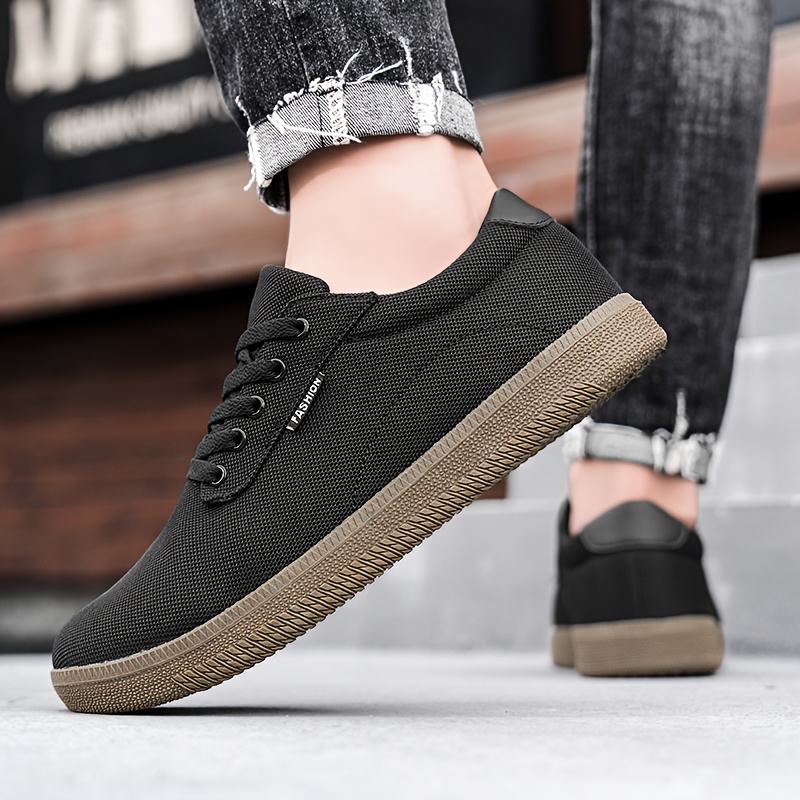 TEMU [sneakers] Men's Fashionable Lace-up Casual Skateboard Shoes, Flat Outdoor Canvas Shoes, Colorful Striped Training Shoes, With Grip, , Suitable
