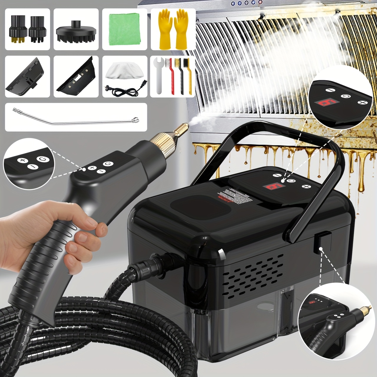 TEMU High-pressure Steam Cleaner, Household Steam Cleaner Handheld, Suitable For Kitchen, Sofas, Small Air Conditioners, Washing Machines