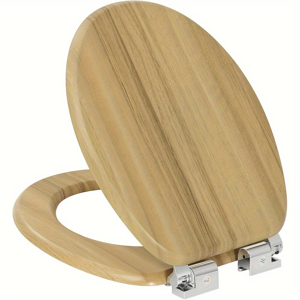 Image of 1pc With Soft Close Wooden Toilet Lid, Toilet Seat Release Function, Easy To Clean, , Toilet Seat, Mdf