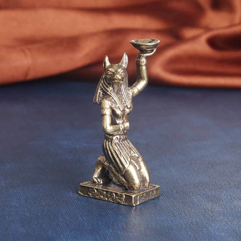 Image of [intricate Design] Elegant Brass Egyptian Guardian God Statue - Handcrafted Ancient Figurine With Hieroglyphic Inscriptions, Living Room Decor & Unique Gift Idea, Statues For Home Decor