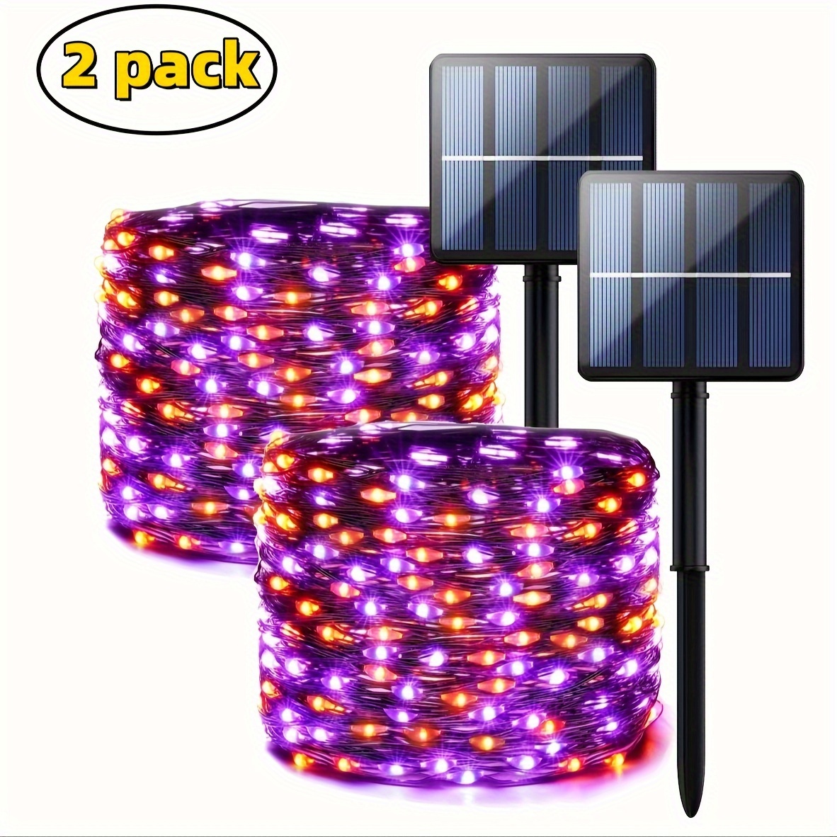 

2 Packages Totaling 92 Feet 240 Led Orange And Purple Lights, Purple Solar Lights 8 Mode, Outdoor Flashing Orange String Lights, Party Diy Decorations, Black Wire