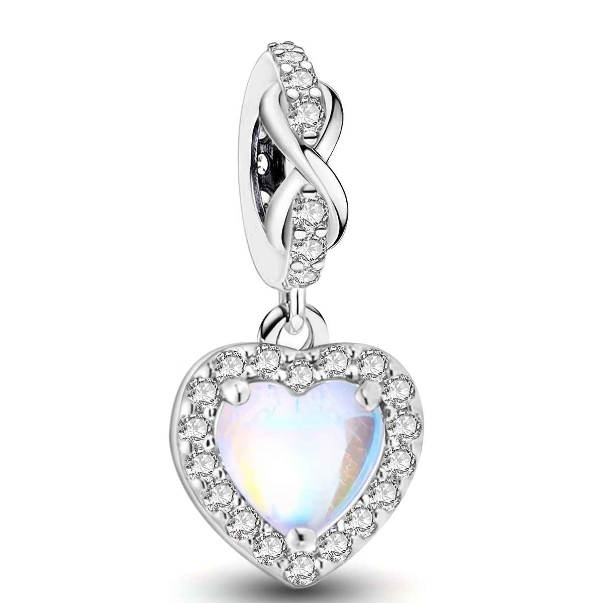 Image of 1pc 925 Silver Plated Infinity Heart Pendant - Fits Original Bracelet Bangle Necklace, Jewelry Making Supplies For Women