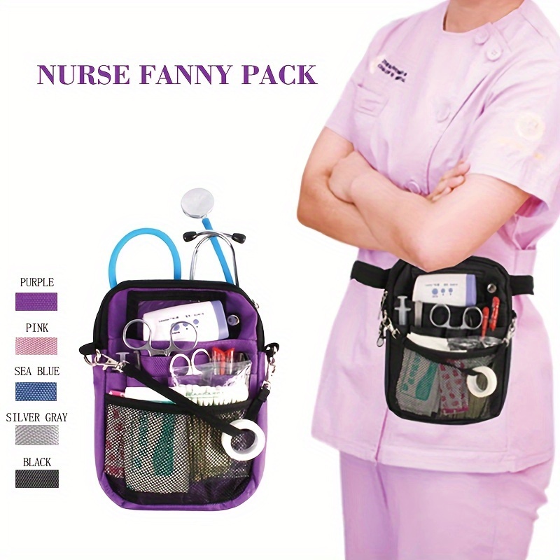 

Nurse Waist Bag With Multi Pockets, Multi-functional Storage Bag, Causal Solid Color Belt Bag For Daily Commute