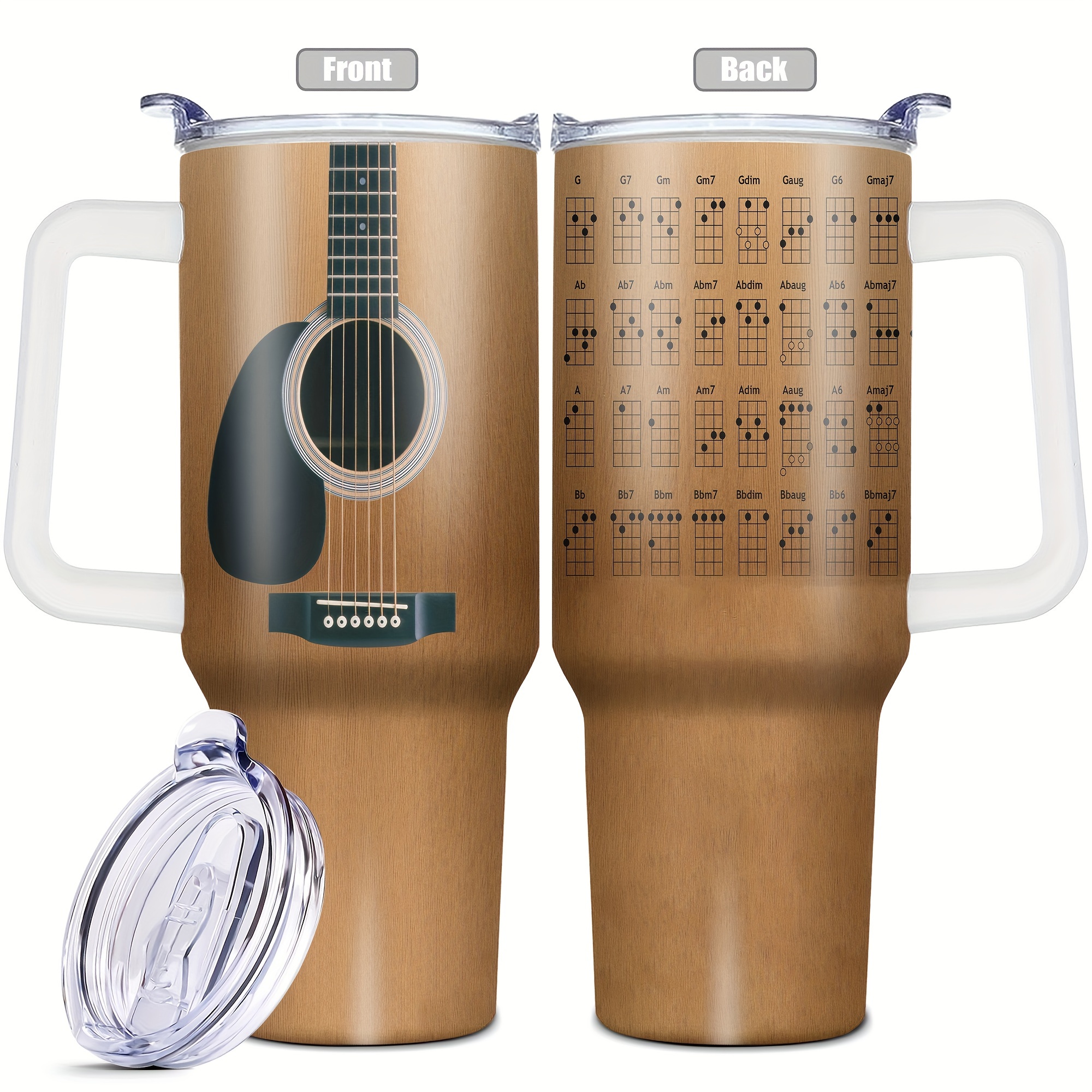 

40oz Guitar-themed Travel - , Bpa-free Metal Mug With Lid For Beverages - Perfect Gift For Music Lovers, Women, Teachers, And Coworkers