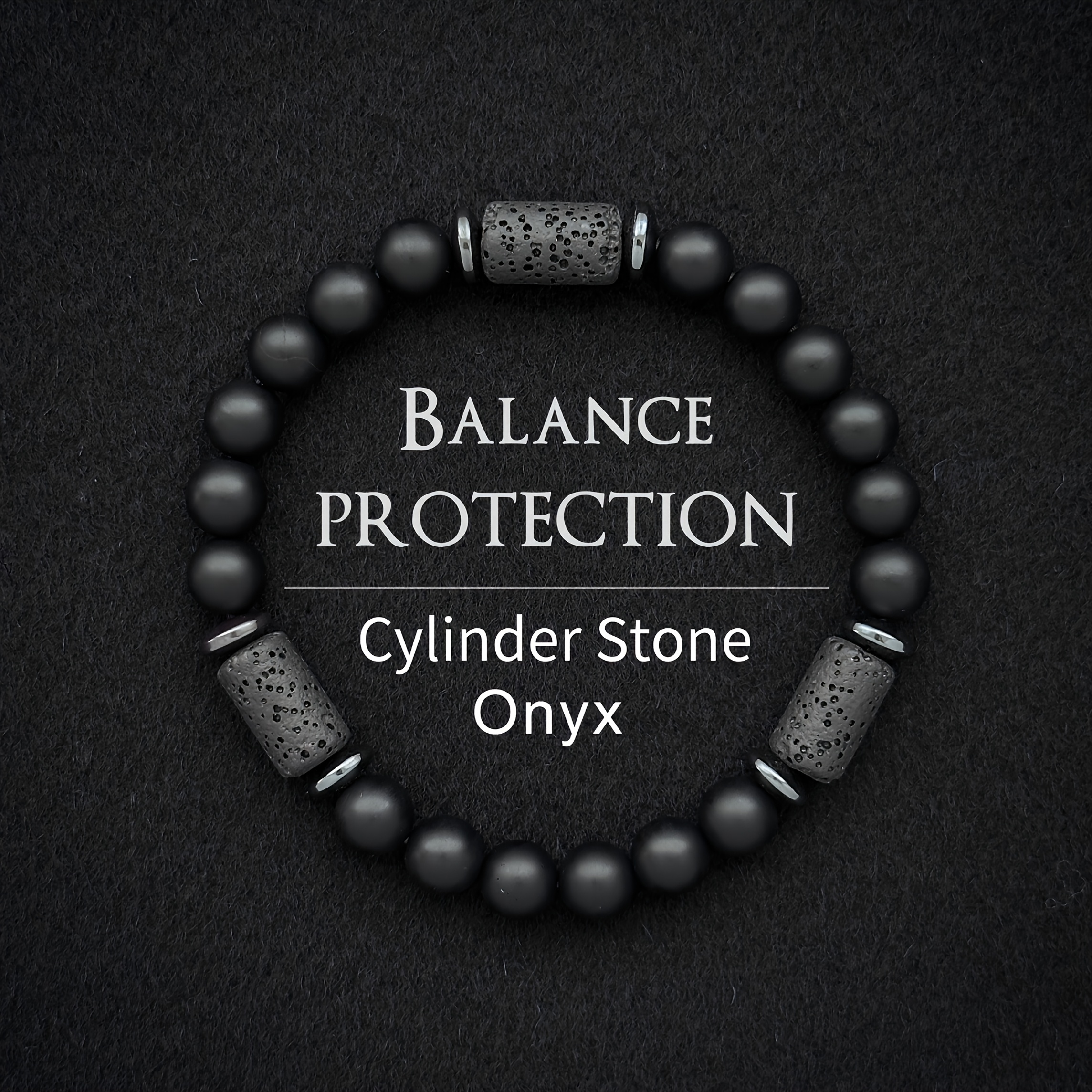 Image of Matte Black Onyx Stone Bracelet - A Symbol Of Balance And Protection, Polished Beads And Textured Stones, Gift For Casual Attire, Durable For , Easy Style For Men And Women