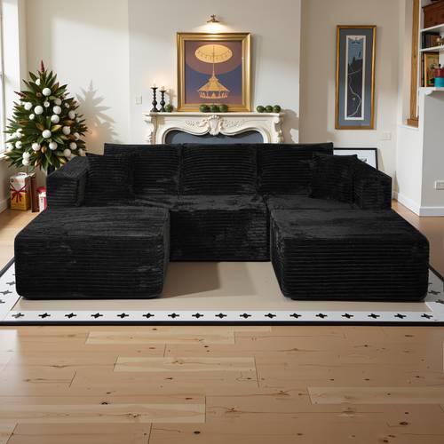 108 u shaped modular sectional sofa with ottoman boneless cloud couch for living room modern corduroy upholstery deep ergonomic seat chaise lounge tool