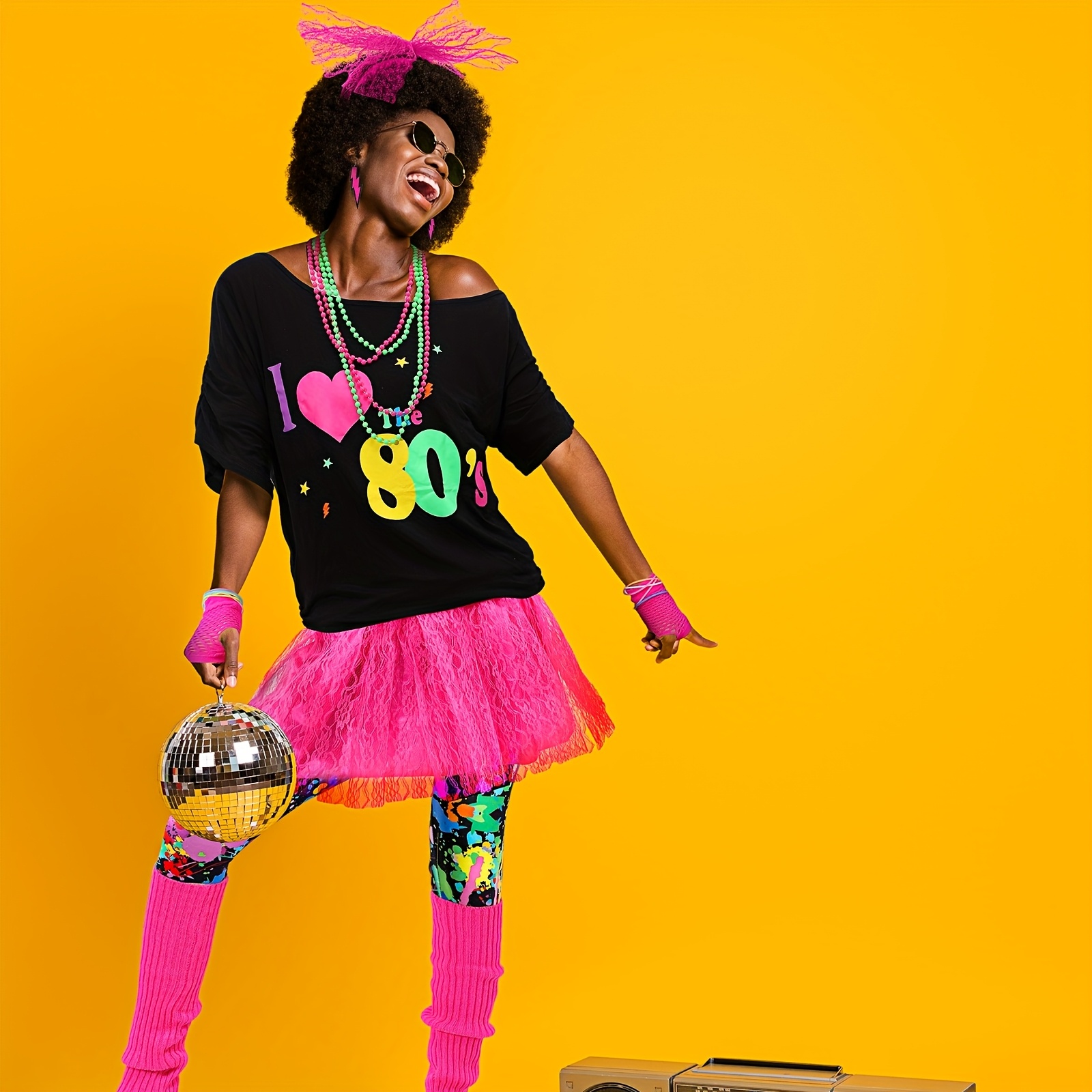 80s Skirt And Leggings Lace Seamless Leggings Black 80's Costume