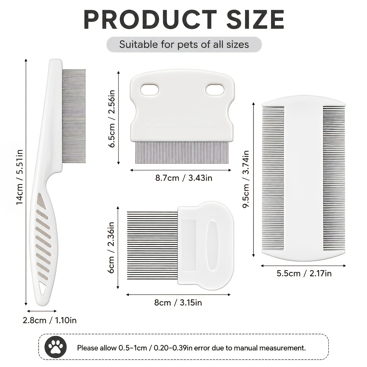 4pcs pet comb set stainless steel fine tooth grooming combs for cats and dogs     and loose hair removal tools Product details 0