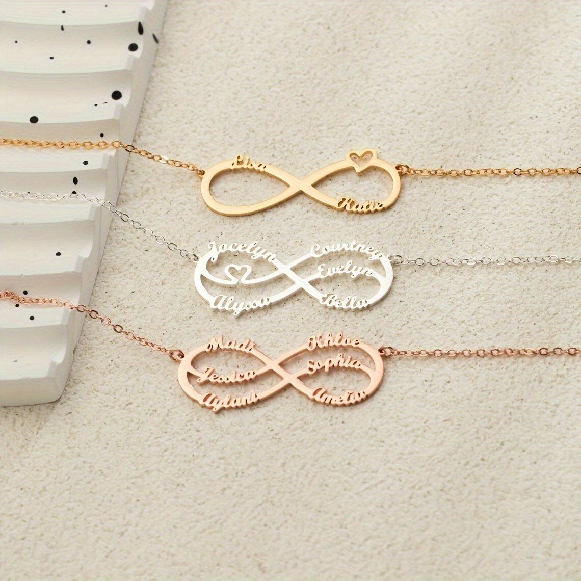 Custom Multi-Name Infinity Pendant Necklace, 304 Stainless Steel