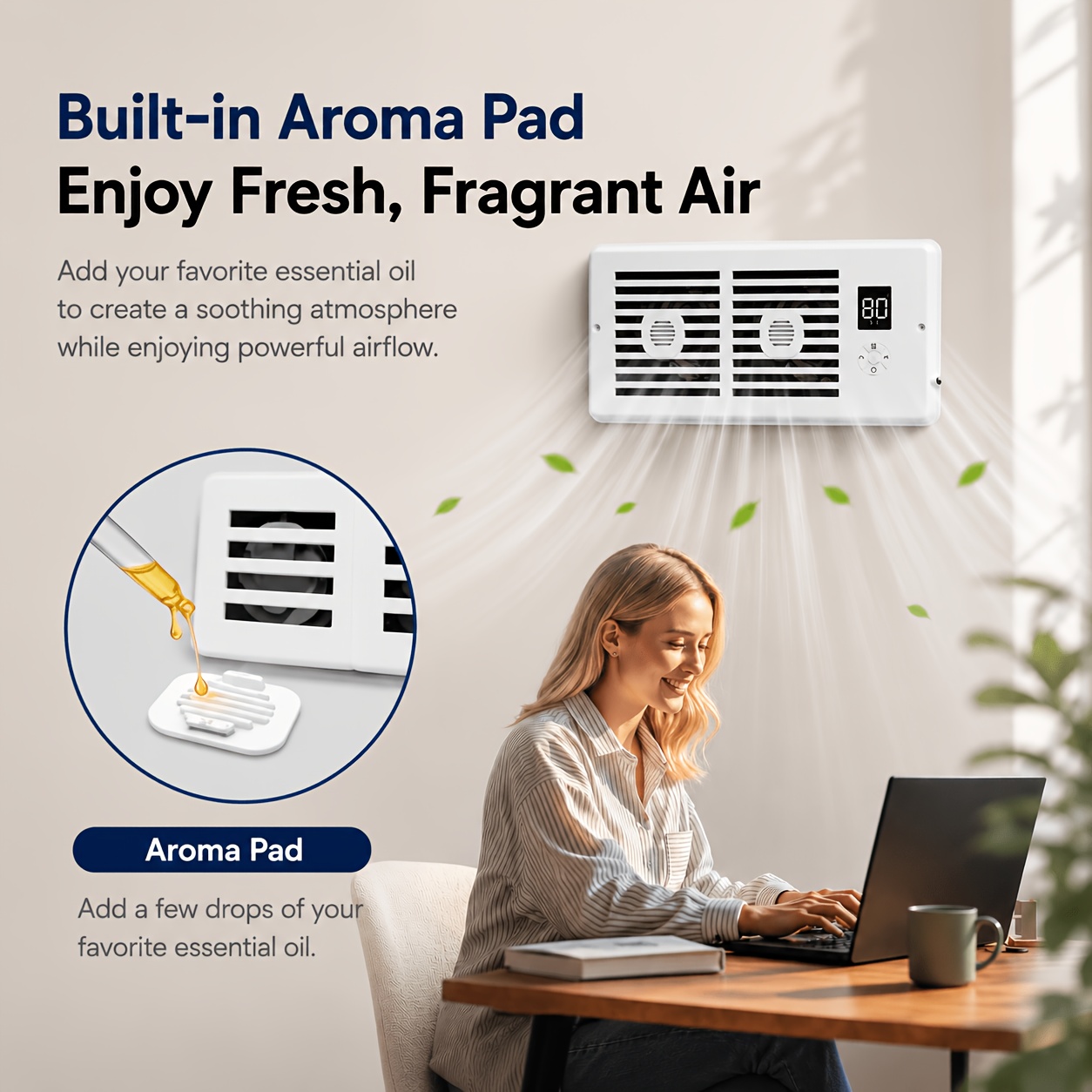 TEMU Ventilateur de refroidissement 10 vitesses avec thermostat silencieux et télécommande, ventilateur d'aération pour pièce de 4" X 10", améliorez