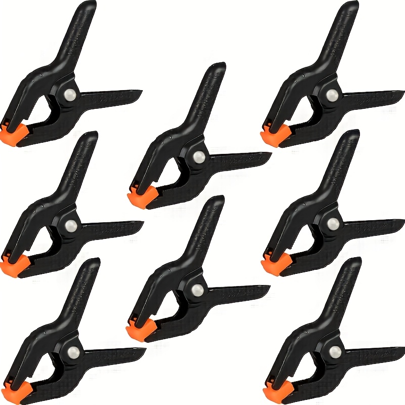 Image of Set Of 8 Plastic Spring Clamps, 3.5 Inches Small Heavy-duty Clips Suitable For Crafts, Backdrop Stands, Woodworking, And Photography (in Black Color)