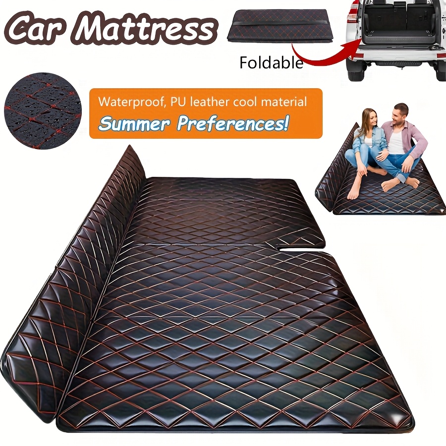 TEMU Portable Pu Leather Rear Seat Travel Mattress, Supporting Up To 600 Lbs, With A Non-slip Bottom, No Inflation Required, Foldable, Suitable For Cars, Suvs And Trucks (perfect For ).