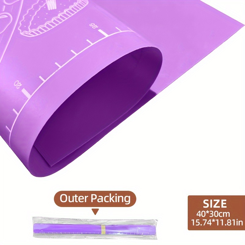 Image of 1pc Baking Mat, Non-slip Reusable Pastry Mat With Measurements, Food-grade Eva Dough Rolling And Kneading Pad For Bread, , Pastries, Kitchen Tools, Cooking Accessories, Home Kitchen Essentials