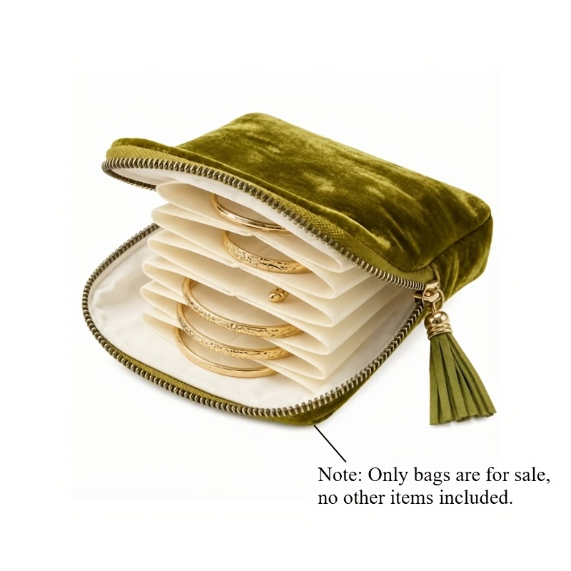 TEMU Velvet Travel Jewelry Pouch Portable Zippered Dustproof Storage Bag For Rings Earrings Bracelets
