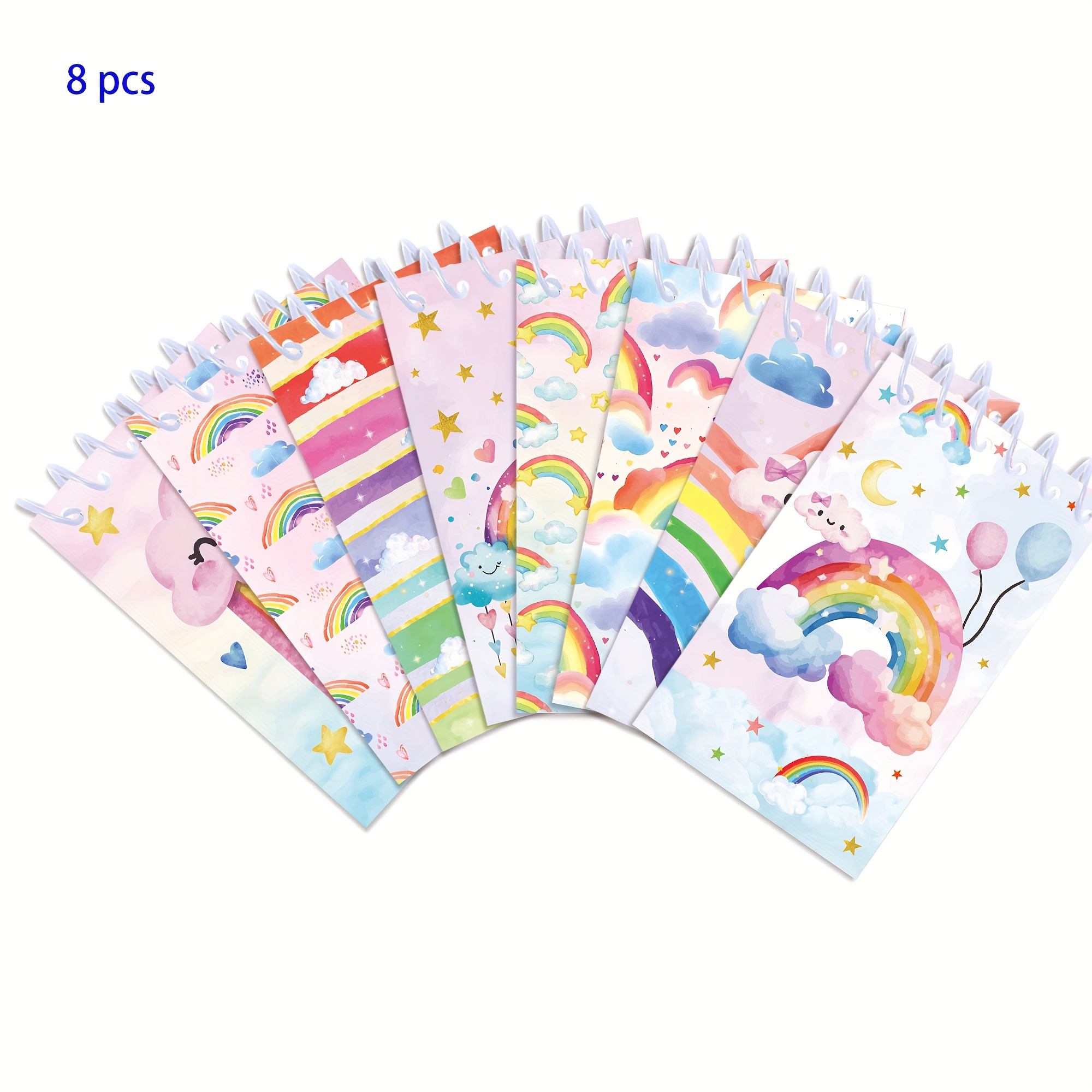 Image of 8pcs Cartoon Mini Notepads Spiral Memo Pad Pocket Notebooks For Birthday Party Supplies