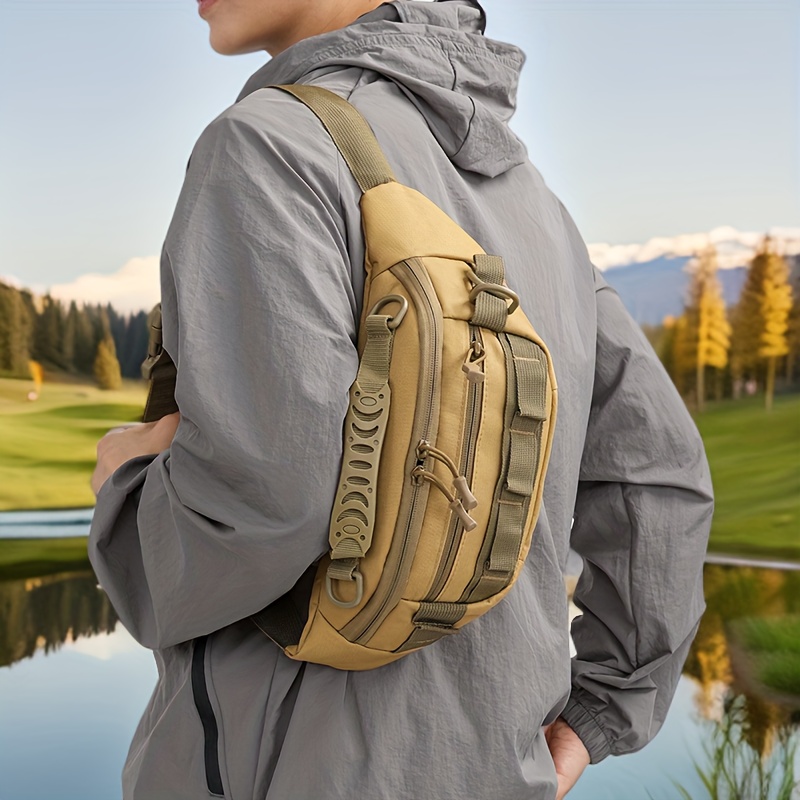 Image of 1 Outdoor Tactical Waist Bag, Thickened Material, Lightweight And Practical Waist Bag, Travel Hiking Crossbody Bag, Portable Mobile Phone Bag, Adjustable Shoulder Strap, Fishing, Camping Equipment