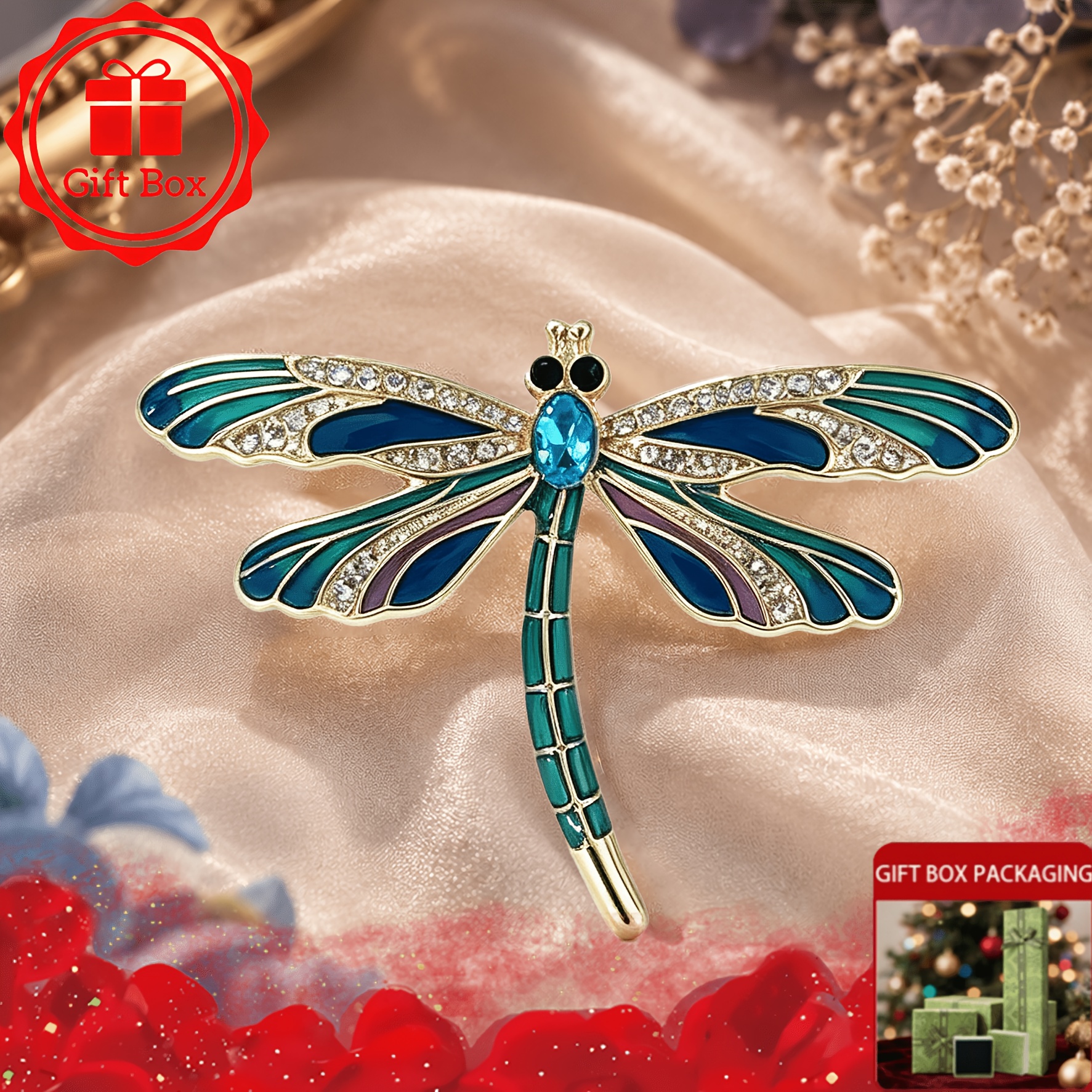 TEMU de Regalo con Broche de Retro Esmaltada Azul-Verde, Decoración con Forma de , Regalo Festivo Combinable