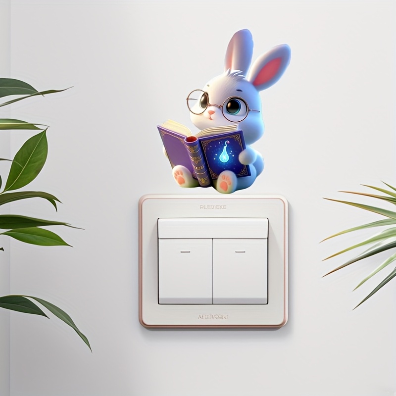Cute Rabbit Reading Book Wall Sticker, Removable Decal