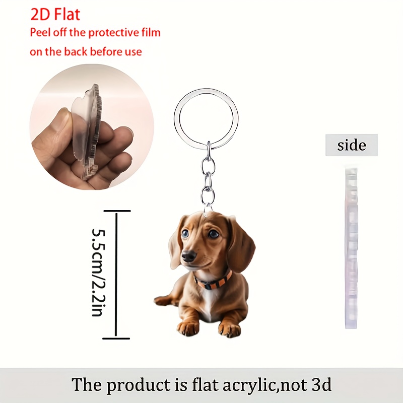 Charming Dachshund Theme Acrylic Keychain, Waterproof Bag Accessory